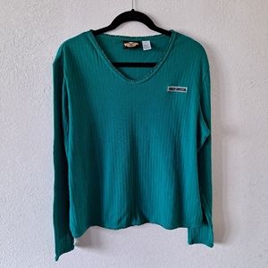 Harley Davidson Teal Long Sleeve Top